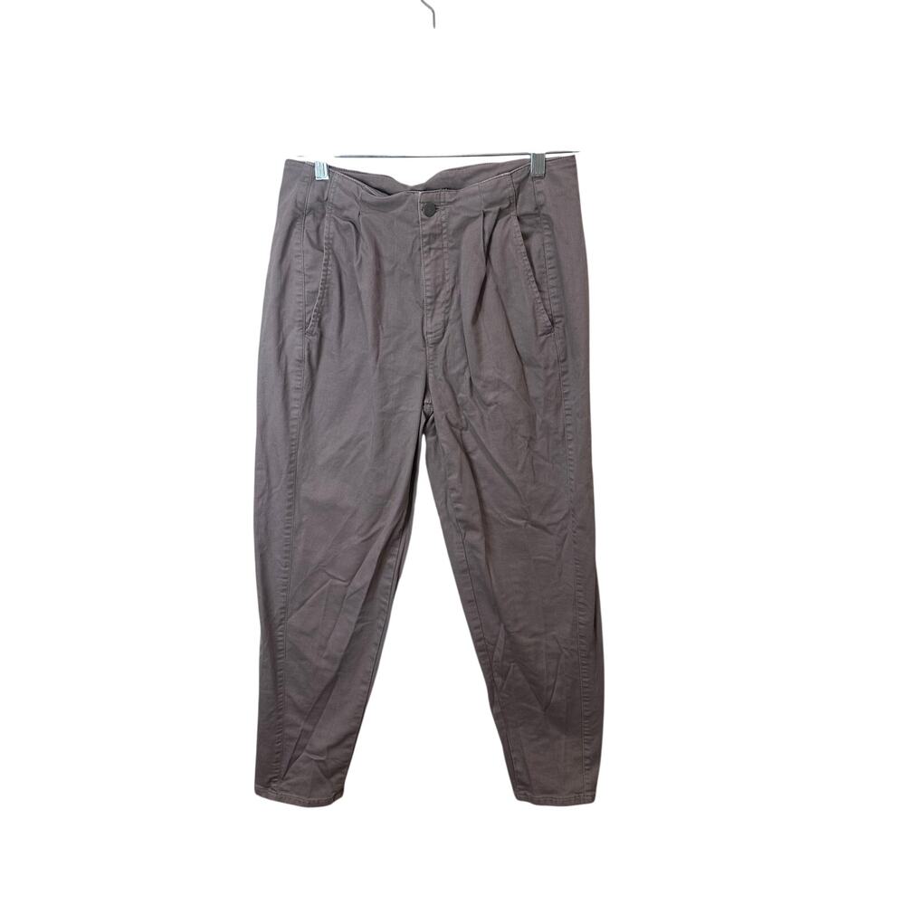 Eileen Fisher Cotton Blend Pleated Straight Pants Brown Taupe Sz 6
